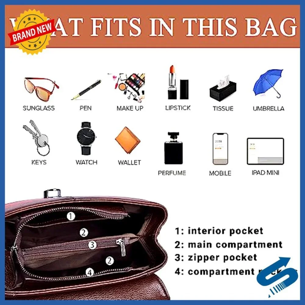 Genuine Leather Satchel Handbag Crossbody Hobo Top Handle Purse Vintage